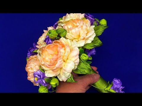 آموزش ساخت دسته گل عروس با گل های روبانی همراه با ویدئو بی کلام