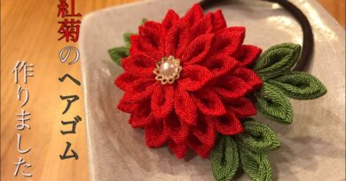 آموزش ساخت کش سر با گل کانزاشی پارچه ای همراه با ویدئو بی کلام